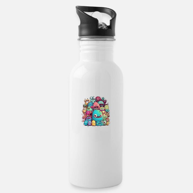Doodle Style - Gourde avec paille intégrée - blanc