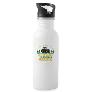 Cadeau Agriculteur Je serai Dans Mon Bureau - Gourde avec paille intégrée - blanc - Droite