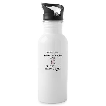 je suis une peau de vache et ça me rend heureuse - Gourde avec paille intégrée - blanc - Droite