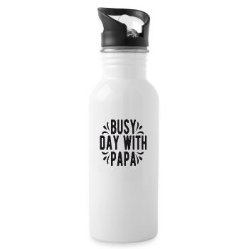 Busy Day with Papa - Trinkflasche mit integriertem Trinkhalm - Weiß - Rechts