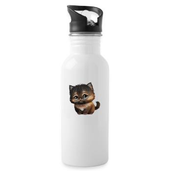 chaton chibi - Gourde avec paille intégrée - blanc - Droite