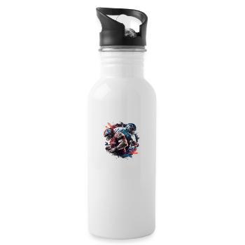 American Football - Spieler - Logo - Touchdown - Trinkflasche mit integriertem Trinkhalm - Weiß - Rechts