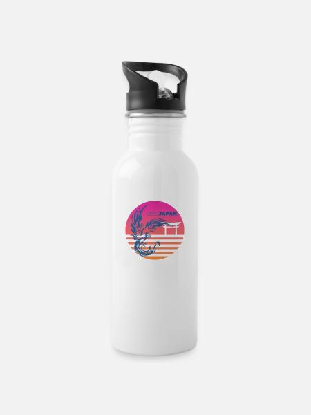 Phoenix Japan - Trinkflasche mit integriertem Trinkhalm - Weiß