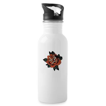 pink flower leaf 403 A - Water bottle with straw - white - Right