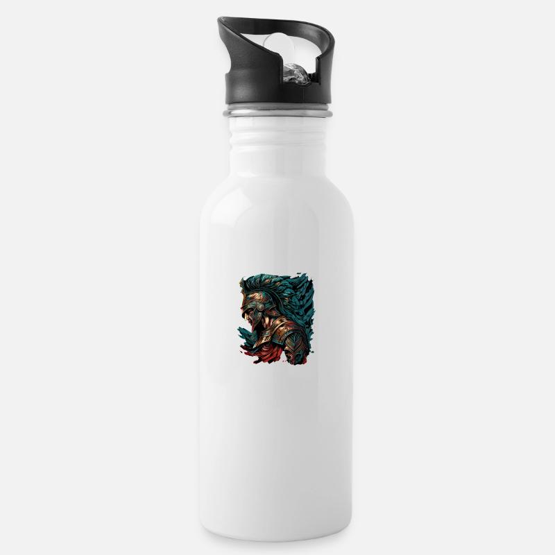 Spartanischer Krieger - Trinkflasche mit integriertem Trinkhalm - Weiß