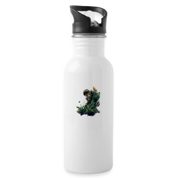 Astronaut overgrown with plants - Surreal - Water bottle with straw - white - Right