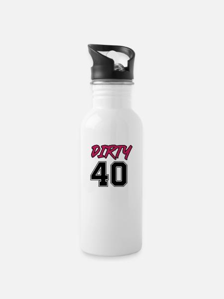 dirty 40 - Trinkflasche mit integriertem Trinkhalm - Weiß