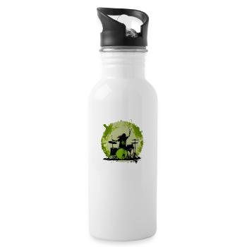 Drummer crazy green - Trinkflasche mit integriertem Trinkhalm - Weiß - Rechts