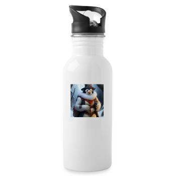 Penguin warriors in winter - Water bottle with straw - white - Right