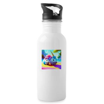 Unicorn Hamster Food - Water bottle with straw - white - Right