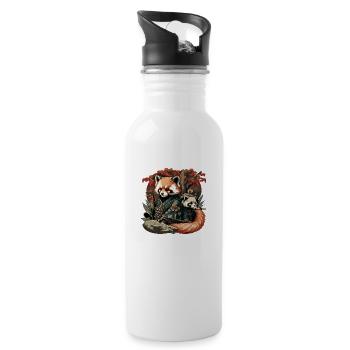 Roter Panda 9 - Trinkflasche mit integriertem Trinkhalm - Weiß - Rechts