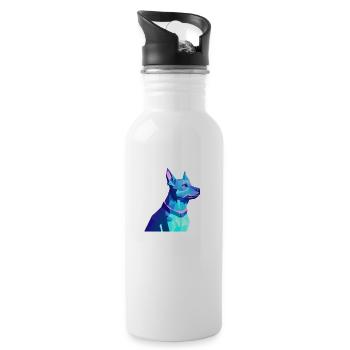 Hund Geschenk Hunde Labrador Haustier Hundehalter - Trinkflasche mit integriertem Trinkhalm - Weiß - Rechts