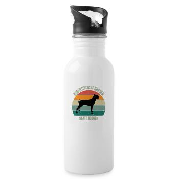 Argentinische Doggen, statt Joggen - Trinkflasche mit integriertem Trinkhalm - Weiß - Rechts
