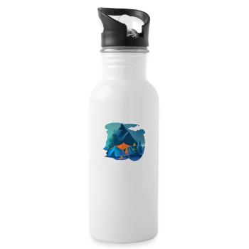 Camping Wohnwagen Camp Zelten Wohnmobil Geschenk - Trinkflasche mit integriertem Trinkhalm - Weiß - Rechts