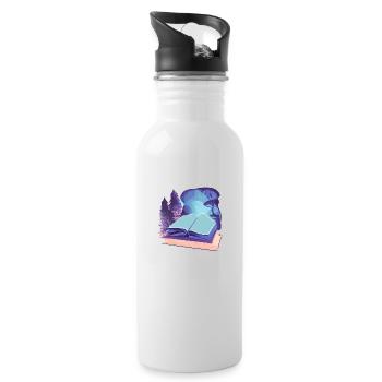 Lesen Geschenk Buch Leser Buchliebhaber Bücher - Trinkflasche mit integriertem Trinkhalm - Weiß - Rechts