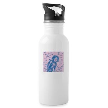 Pink diver boy - Water bottle with straw - white - Right