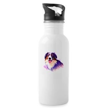 Hunde Hund Australischer Schäferhund Hundehalter - Trinkflasche mit integriertem Trinkhalm - Weiß - Rechts