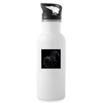 Feuriges Pferd - Trinkflasche mit integriertem Trinkhalm - Weiß - Rechts