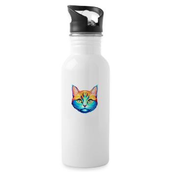 Cat Owner Cat Pet Kitten Domestic Cat - Water bottle with straw - white - Right