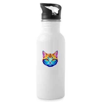 Chat Propriétaire de chat Chaton Chat domestique - Gourde avec paille intégrée - blanc - Droite