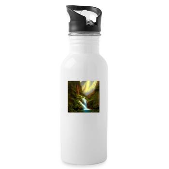 Wasserfall - Trinkflasche mit integriertem Trinkhalm - Weiß - Rechts
