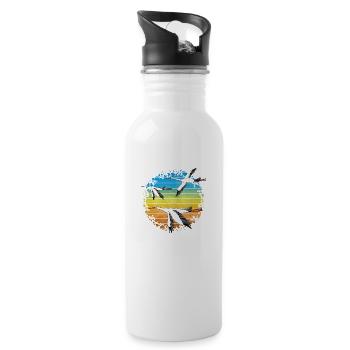 Störche - Trinkflasche mit integriertem Trinkhalm - Weiß - Rechts