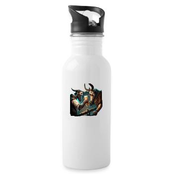 Seeman kämpft um sein Bier. Cooles Motiv - Trinkflasche mit integriertem Trinkhalm - Weiß - Rechts