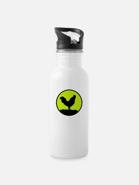 hahn - Trinkflasche mit integriertem Trinkhalm - Weiß