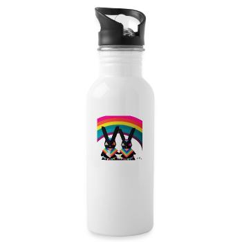 Stolze Pride Hasen - Trinkflasche mit integriertem Trinkhalm - Weiß - Rechts