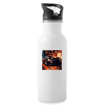 black sports car - Trinkflasche mit integriertem Trinkhalm - Weiß - Rechts