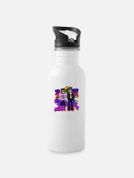 Japanische Coolness in style 90's 80's farbe - Trinkflasche mit integriertem Trinkhalm - Weiß