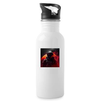 Rette die Umwelt - Trinkflasche mit integriertem Trinkhalm - Weiß - Rechts