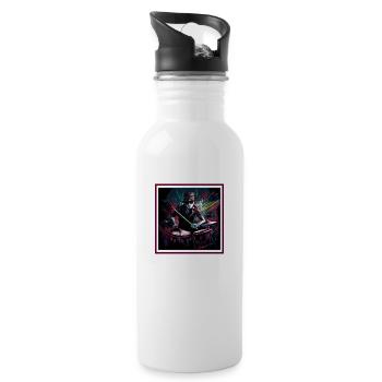 Pink Drummer - Trinkflasche mit integriertem Trinkhalm - Weiß - Rechts