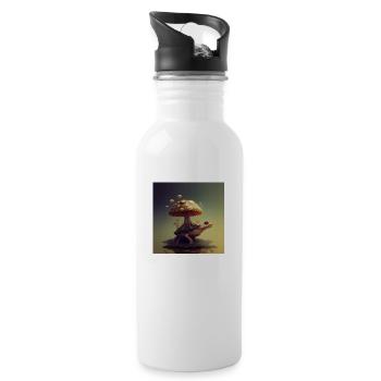 Trippy Schildkröte mit Baum wächst auf ihrem Rücken - Trinkflasche mit integriertem Trinkhalm - Weiß - Rechts
