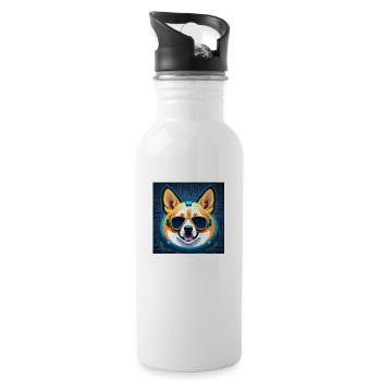 Cooler Corgi - Trinkflasche mit integriertem Trinkhalm - Weiß - Rechts