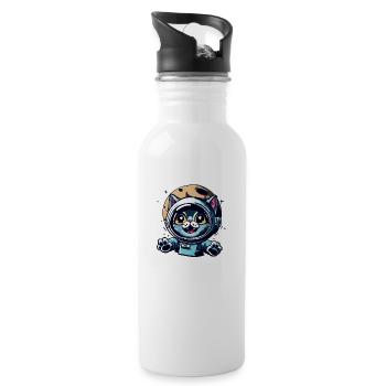 Space Cat to Moon - Water bottle with straw - white - Right