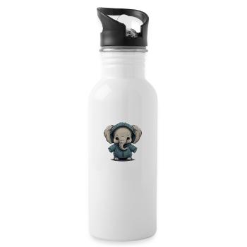 Babyelefant mit Hoodie - Trinkflasche mit integriertem Trinkhalm - Weiß - Rechts