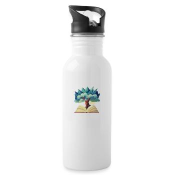 Leser Buchliebhaber Buch Bücher Lesen Geschenk - Trinkflasche mit integriertem Trinkhalm - Weiß - Rechts