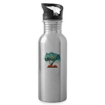 Buch Lesen Leser Buchliebhaber Bücher Geschenk - Trinkflasche mit integriertem Trinkhalm - Lightsilver - Rechts