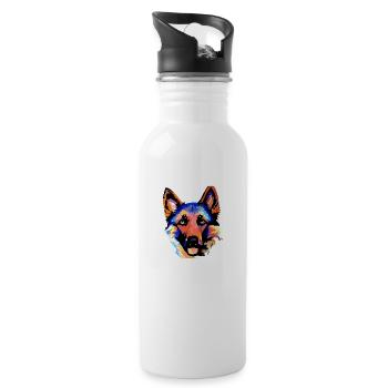 Hundehalter Schäferhund Hund Hundebesitzer Hunde - Trinkflasche mit integriertem Trinkhalm - Weiß - Rechts