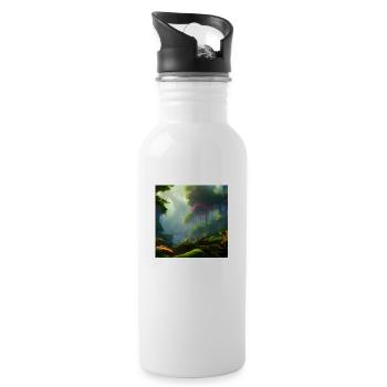 Tropenwald 01 - Trinkflasche mit integriertem Trinkhalm - Weiß - Rechts