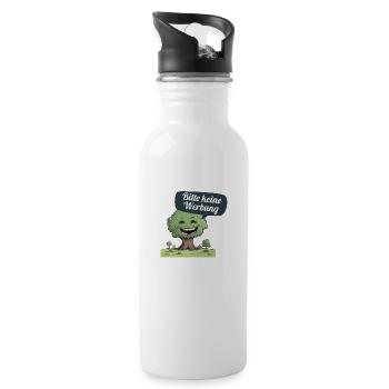 Bitte keine Werbung sagt der Baum - Trinkflasche mit integriertem Trinkhalm - Weiß - Rechts