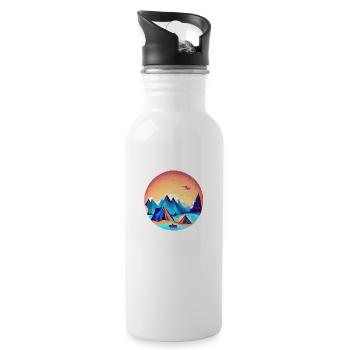 Camping Caravane Camping-car Gift Camp Tentes - Gourde avec paille intégrée - blanc - Droite