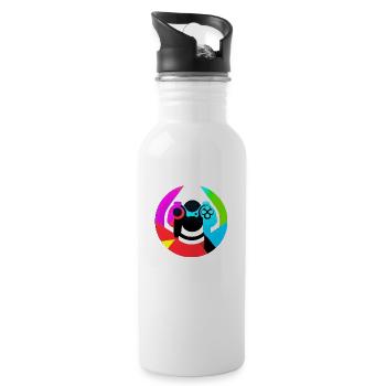 Der Gamer im Inneren - Trinkflasche mit integriertem Trinkhalm - Weiß - Rechts