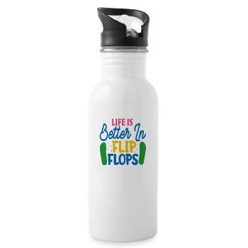 Life is better in Flip Flops - Trinkflasche mit integriertem Trinkhalm - Weiß - Rechts