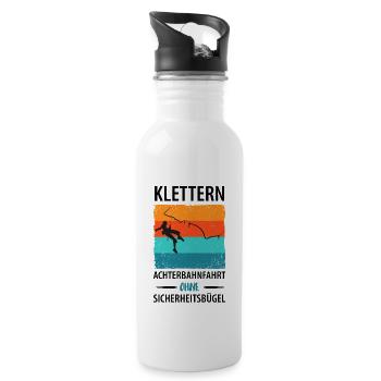 Vintage Bouldern Klettern Kletterer Damen Mädchen - Trinkflasche mit integriertem Trinkhalm - Weiß - Rechts