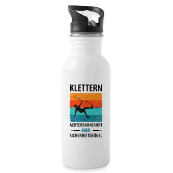 Vintage Bouldern Boulderer Klettern Kletterer - Trinkflasche mit integriertem Trinkhalm - Weiß - Rechts