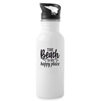 La plage est mon endroit heureux - Gourde avec paille intégrée - blanc - Droite