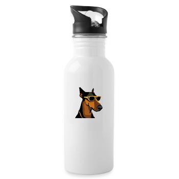 Dogs Doberman Dog Owner Dog Dog Owner - Water bottle with straw - white - Right