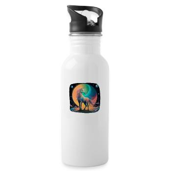 Fantasy unicorn mystical - Water bottle with straw - white - Right